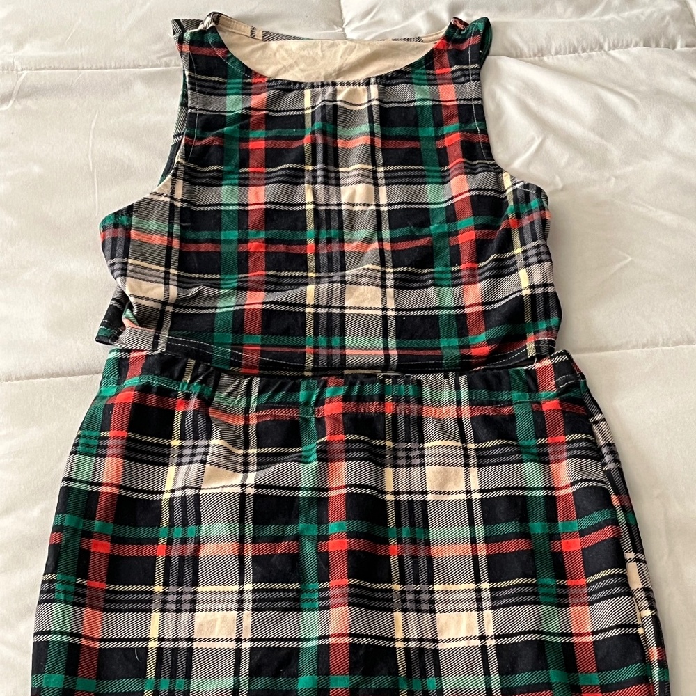 Plaid Red & Green Crop Top & Mini Skirt Matching Set (Size S/Small)